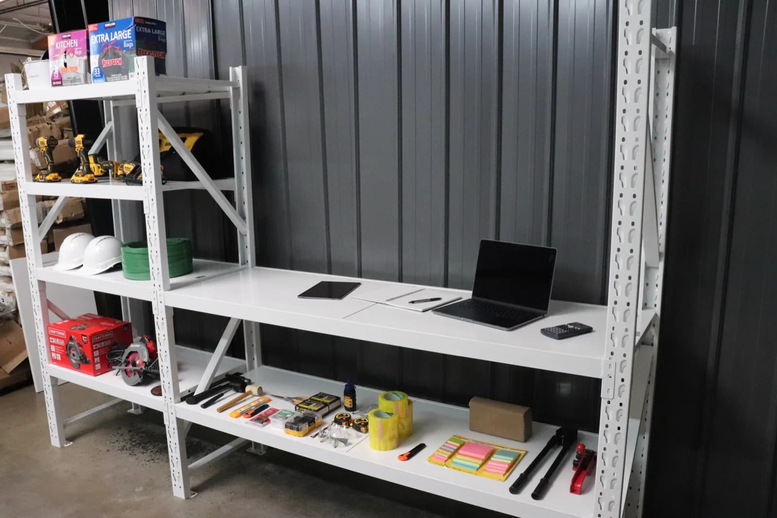 Arlington Atlas shelving used as a cat desk setup